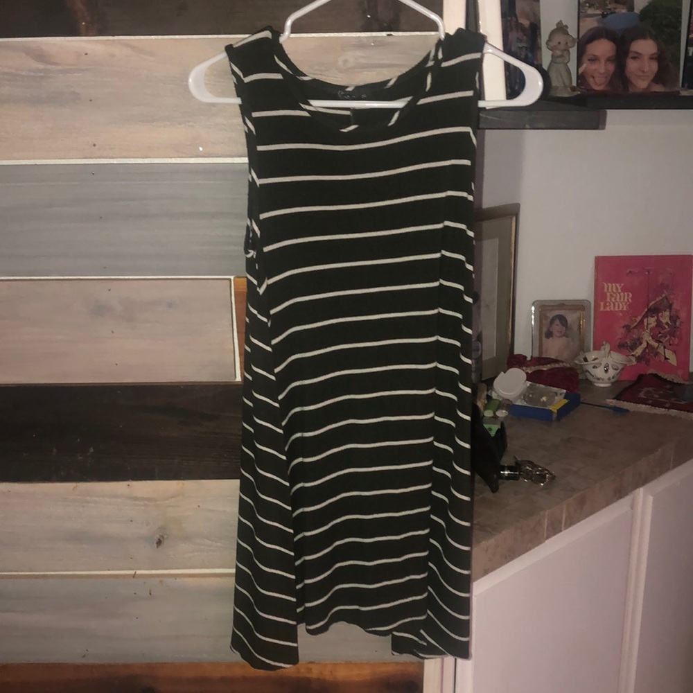 Stripped Green Asymmetrical Light Dress - medium size